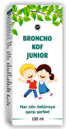 BRONCHO KOF JUNIOR  (Bitki tərkibli öskürək əleyhinə vasitə) 100 ml şərbət